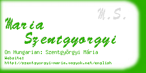 maria szentgyorgyi business card