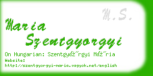 maria szentgyorgyi business card